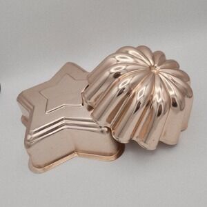 Vintage Copper-look Jello Moulds Star and Flower